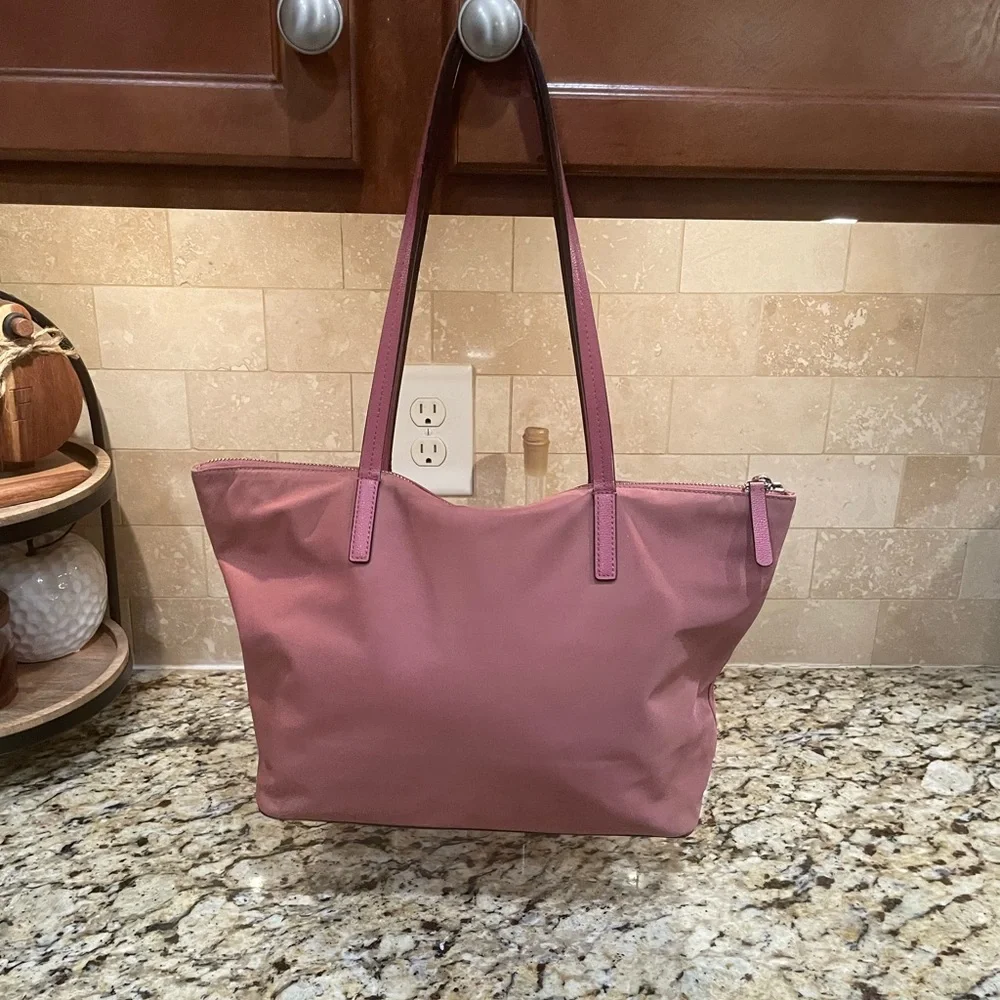 Kate Spade Medium Nylon Hayden Top d Tote, Pink, Zipper Closure - Picture 2 of 11